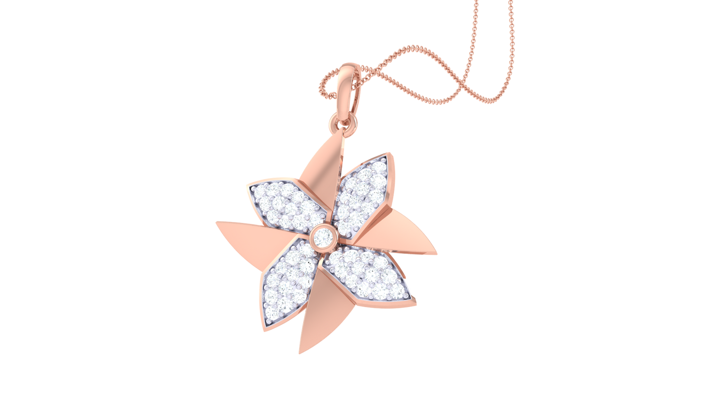 Sparkling Blossom Pendant In Gold – 0.34 Ct Brilliant Cut Diamonds