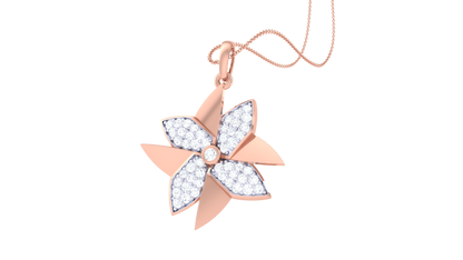 Sparkling Blossom Pendant In Gold – 0.34 Ct Brilliant Cut Diamonds