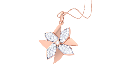 Sparkling Blossom Pendant In Gold – 0.34 Ct Brilliant Cut Diamonds