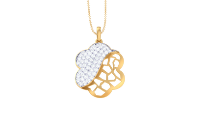 Golden Cloud & Petal Pendent – 0.43 Ct Pave Set Diamonds
