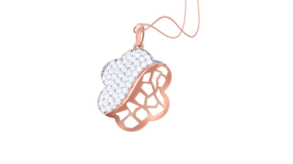 Golden Cloud & Petal Pendent – 0.43 Ct Pave Set Diamonds
