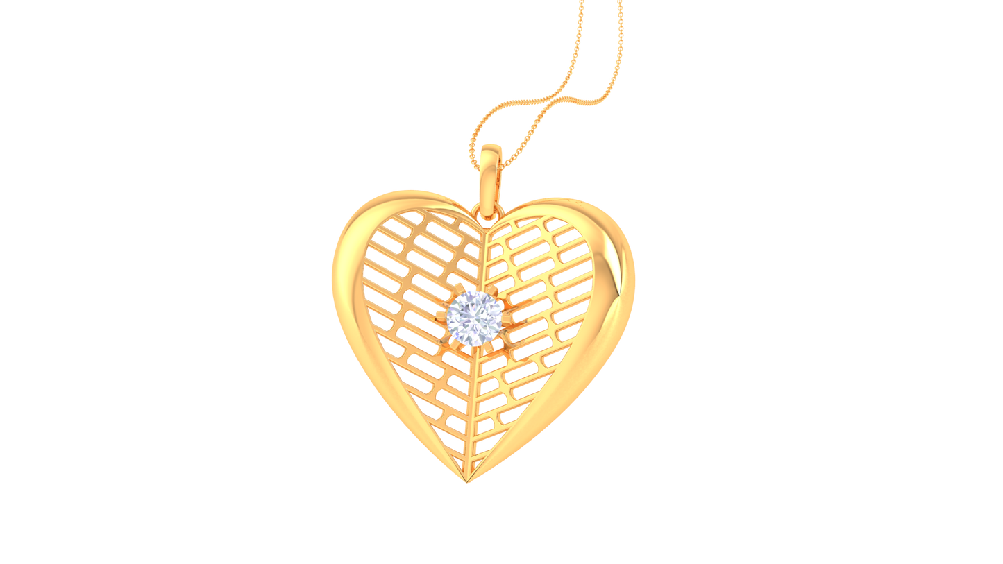 Lattice Heart Pendant In Rose Gold -  0.59 Ct Round Cut Diamond Radiance