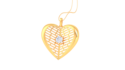Lattice Heart Pendant In Rose Gold -  0.59 Ct Round Cut Diamond Radiance