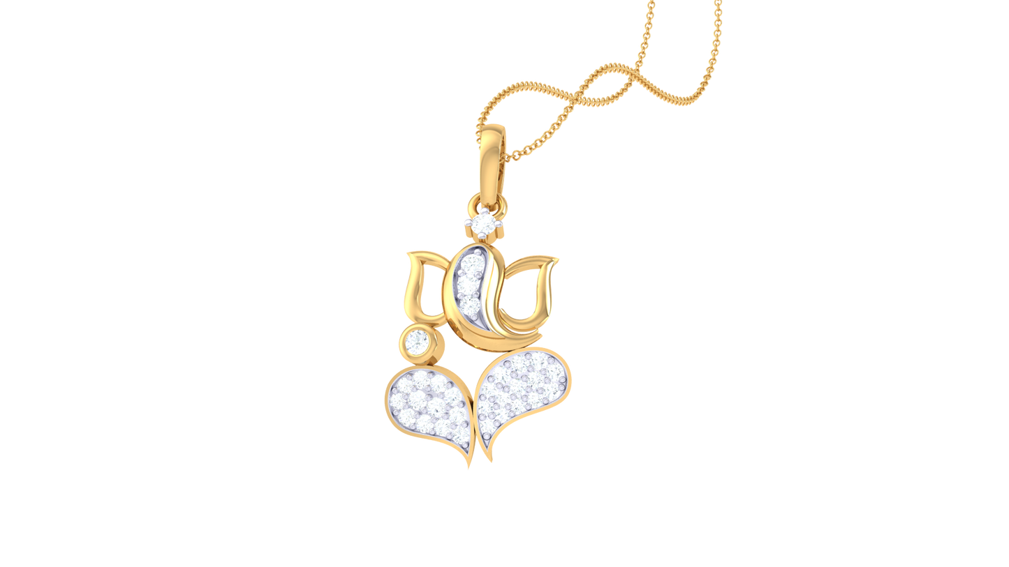 Ganpati Pendant In Gold – 0.17 Ct Sparking Diamonds