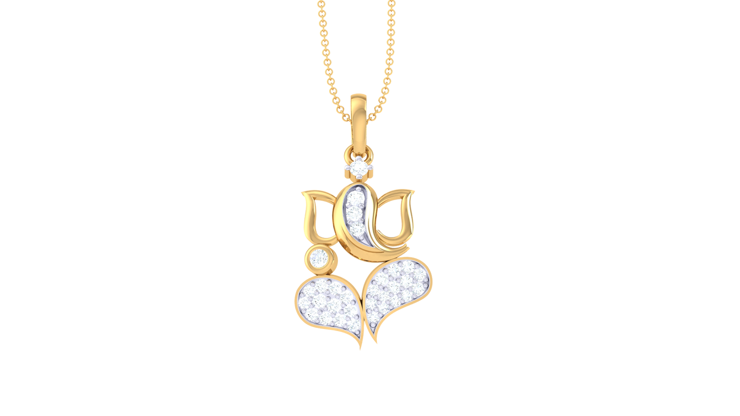 Ganpati Pendant In Gold – 0.17 Ct Sparking Diamonds