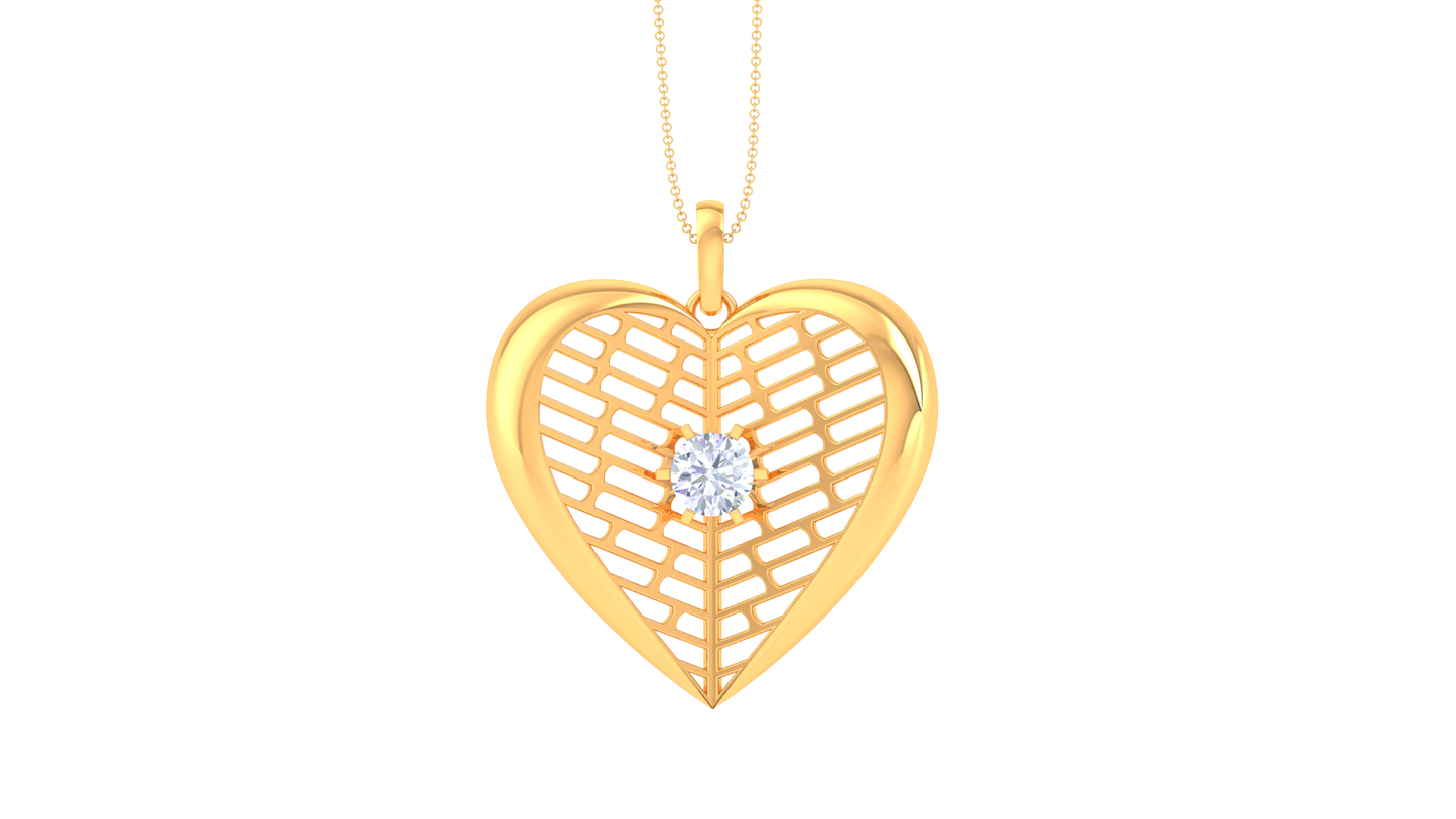 Lattice Heart Pendant In Rose Gold -  0.59 Ct Round Cut Diamond Radiance