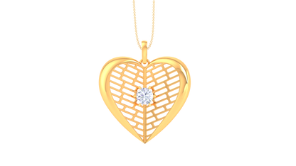 Lattice Heart Pendant In Rose Gold -  0.59 Ct Round Cut Diamond Radiance