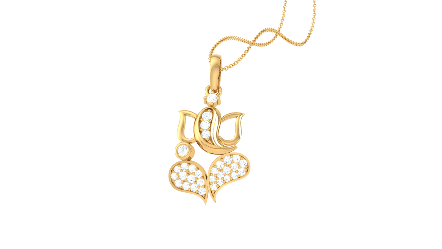 Ganpati Pendant In Gold – 0.17 Ct Sparking Diamonds