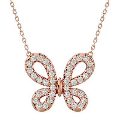 0.31 Ct Butterfly Dreams Diamond Gold Pendent
