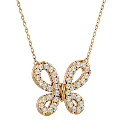 0.31 Ct Butterfly Dreams Diamond Gold Pendent