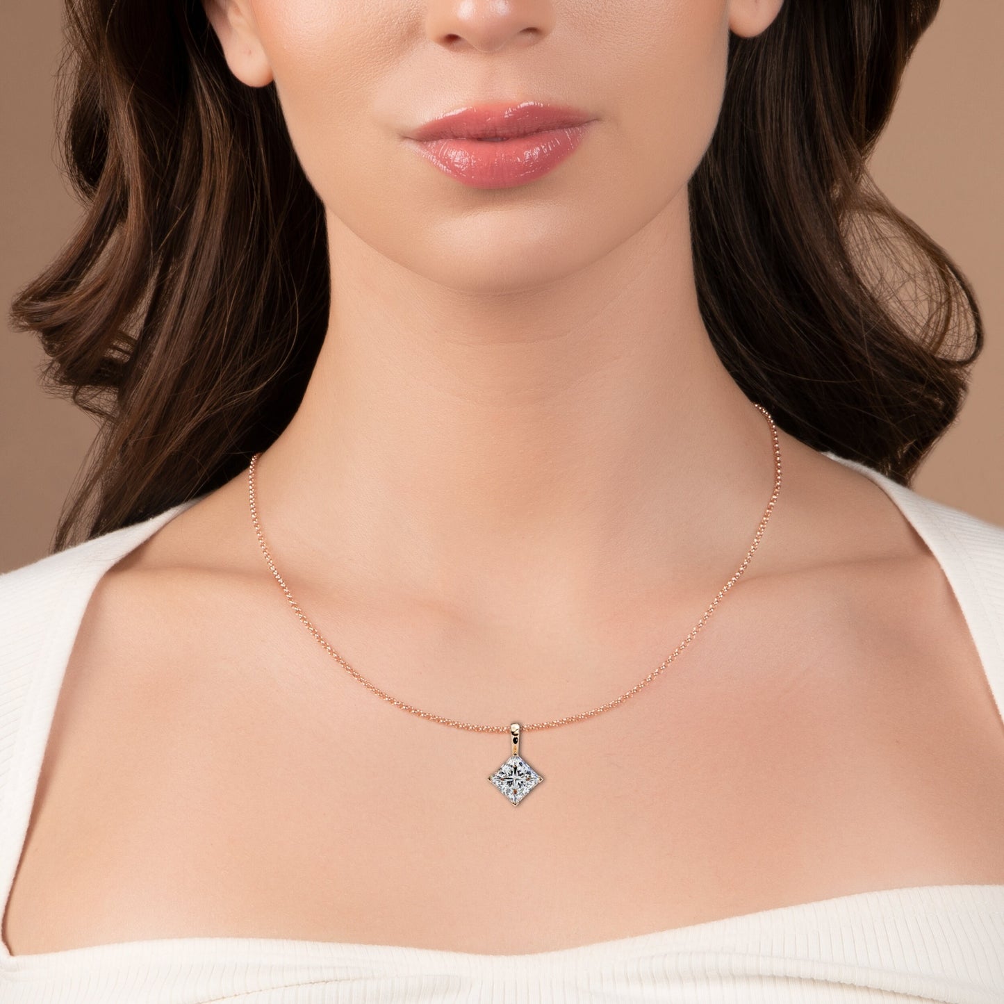 "The Prism: Kite-Set Princess Solitaire Pendant"- 2.87ct Diamonds