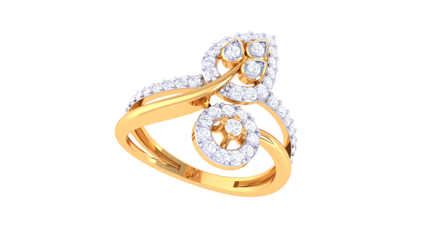 Eclat Flora Élan Rose Gold Ring – 0.43 Ct Marquise Cut Diamonds