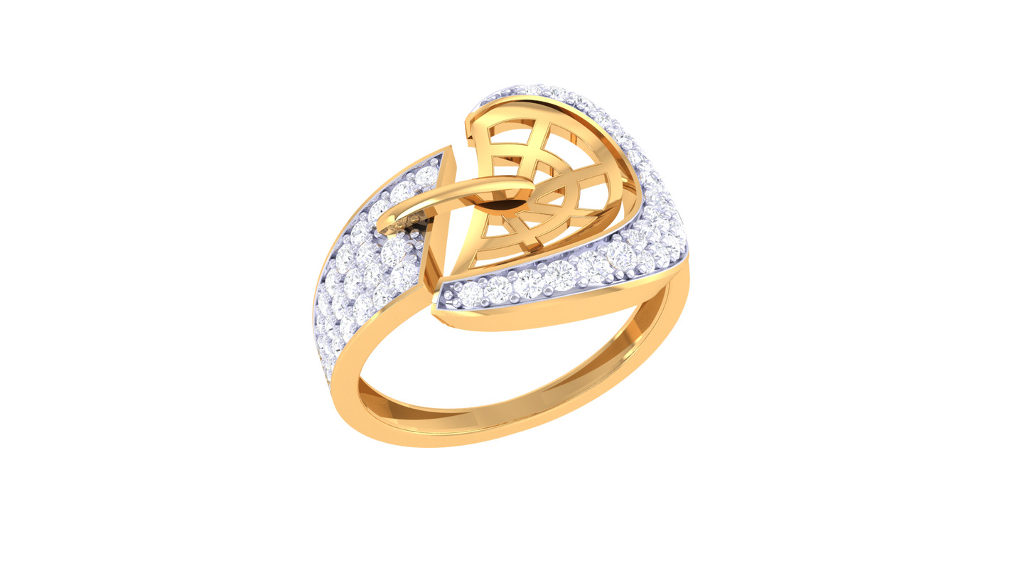 Lumiere Golden Fan Radiance Ring – 0.49 Ct Round Diamonds