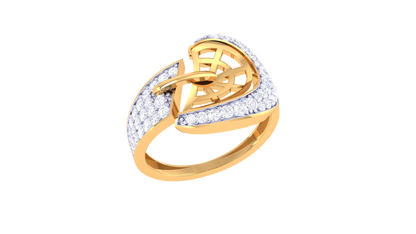 Lumiere Golden Fan Radiance Ring – 0.49 Ct Round Diamonds