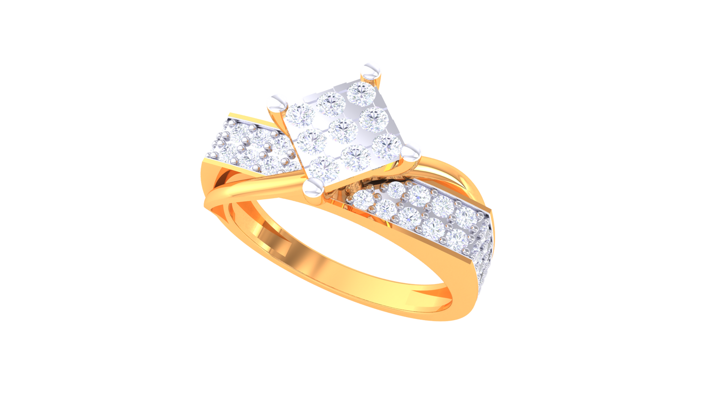 Iconique Carre Signature – 0.58ct Princess Cut Diamond Gold Ring