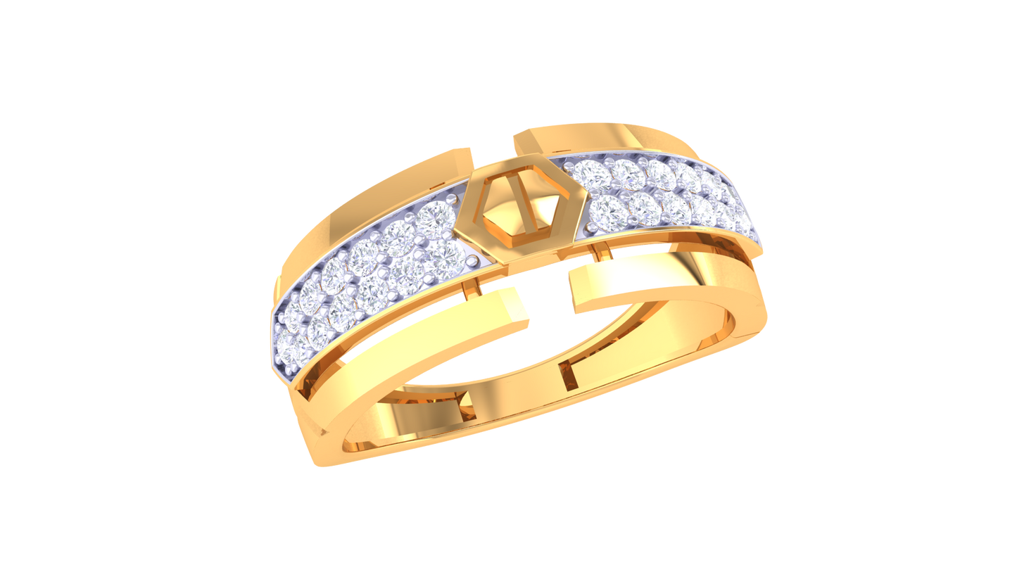 Lumière Hexa Lumi – 0.33 Ct Round Brilliant Diamond Gold Ring