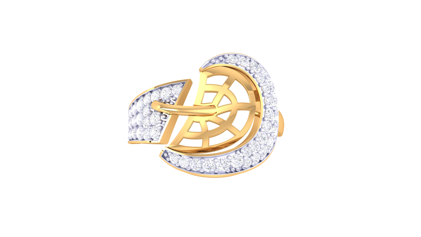 Lumiere Golden Fan Radiance Ring – 0.49 Ct Round Diamonds