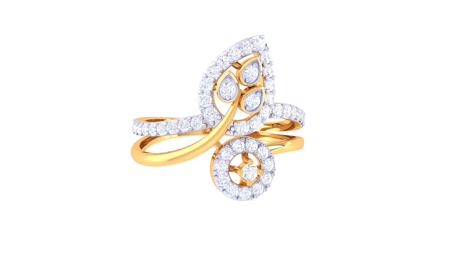 Eclat Flora Élan Rose Gold Ring – 0.43 Ct Marquise Cut Diamonds