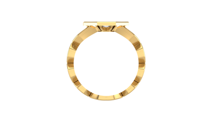 Fleuron Hexa Radiant - 0.11 Ct Round Diamond Ring in Sculpted Gold