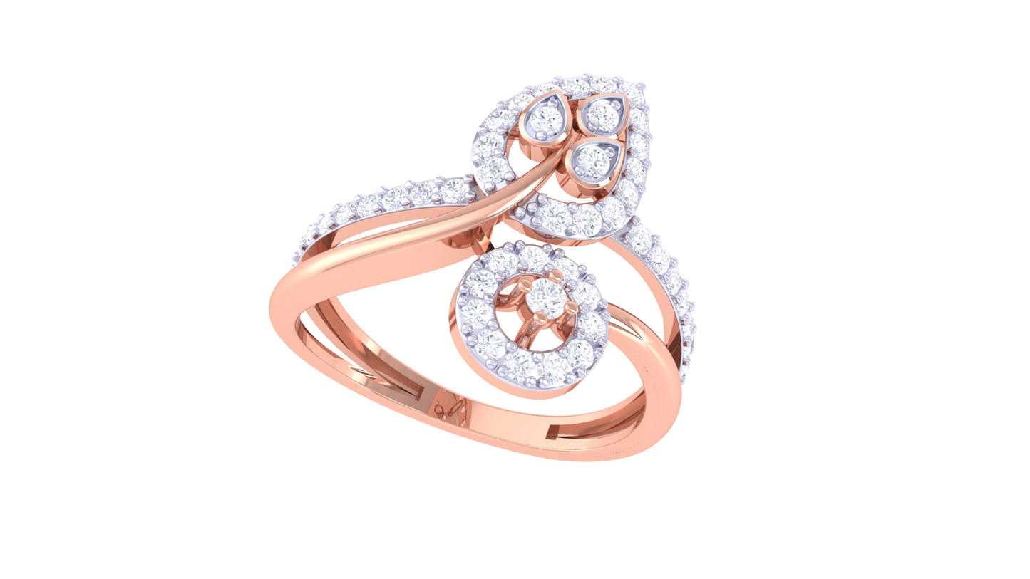 Eclat Flora Élan Rose Gold Ring – 0.43 Ct Marquise Cut Diamonds
