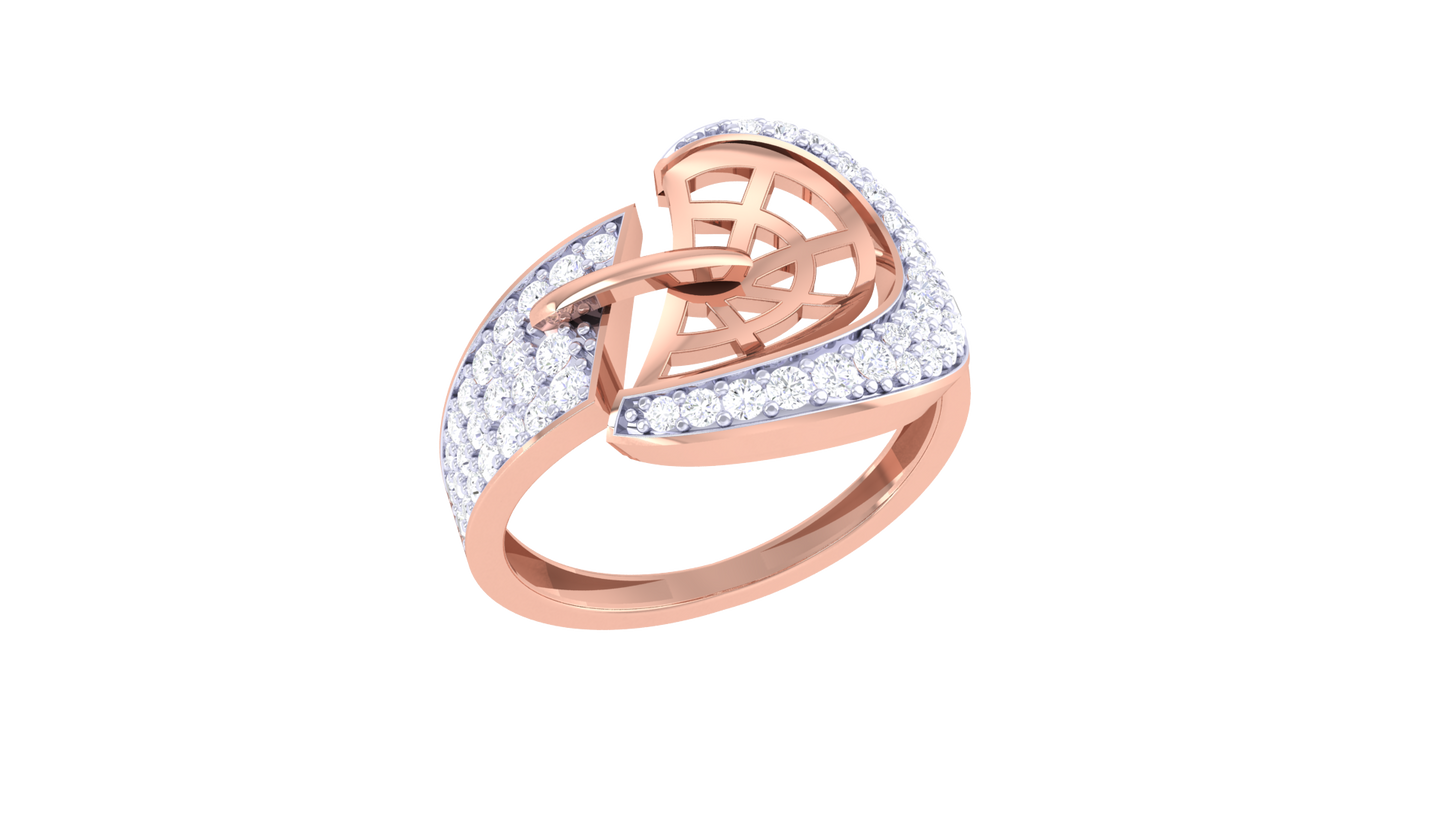 Lumiere Golden Fan Radiance Ring – 0.49 Ct Round Diamonds