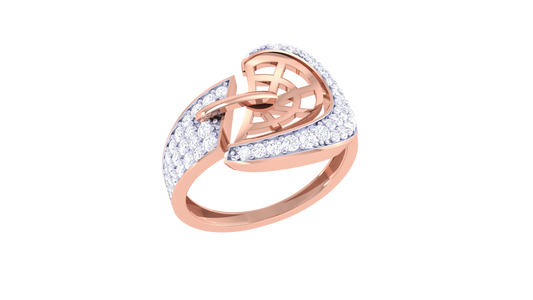 Lumiere Golden Fan Radiance Ring – 0.49 Ct Round Diamonds