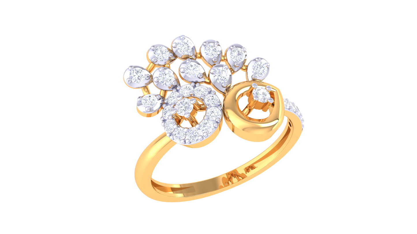 Lumiere Peacock Whisper Ring In Dual-Tone Gold – 0.34 Ct Diamonds Elegance