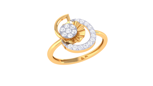 Eclat Vintage Curved Petal Cluster Ring - 0.20 Ct Round Diamonds