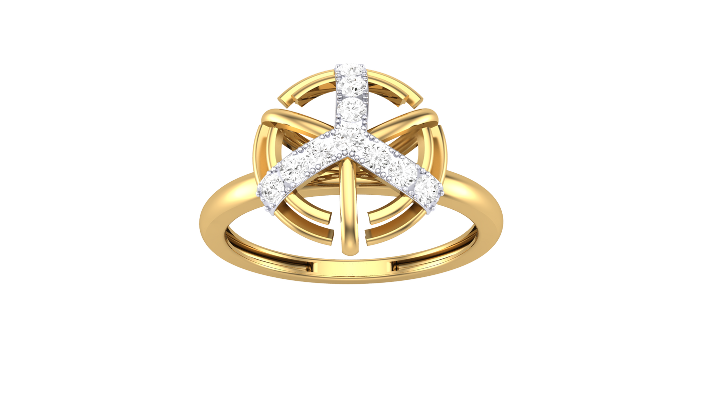 Fleuron Celestia Cross Ring - 0.19 Ct Round Brilliant Cut Diamond