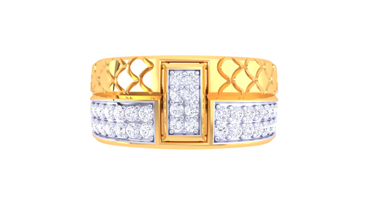 Éclat Rectiligne Luxe – 0.47 Ct  Cut & Round Diamond Gold Ring