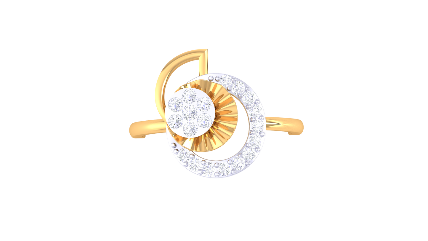 Eclat Vintage Curved Petal Cluster Ring - 0.20 Ct Round Diamonds