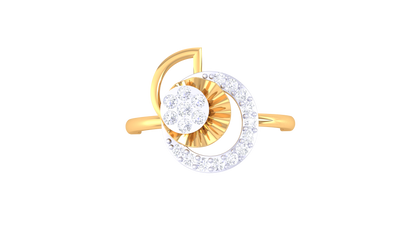 Eclat Vintage Curved Petal Cluster Ring - 0.20 Ct Round Diamonds