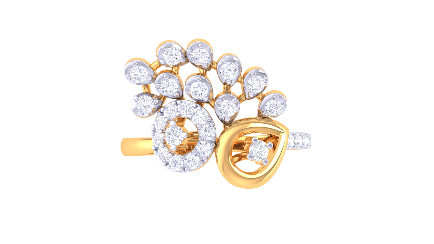 Lumiere Peacock Whisper Ring In Dual-Tone Gold – 0.34 Ct Diamonds Elegance
