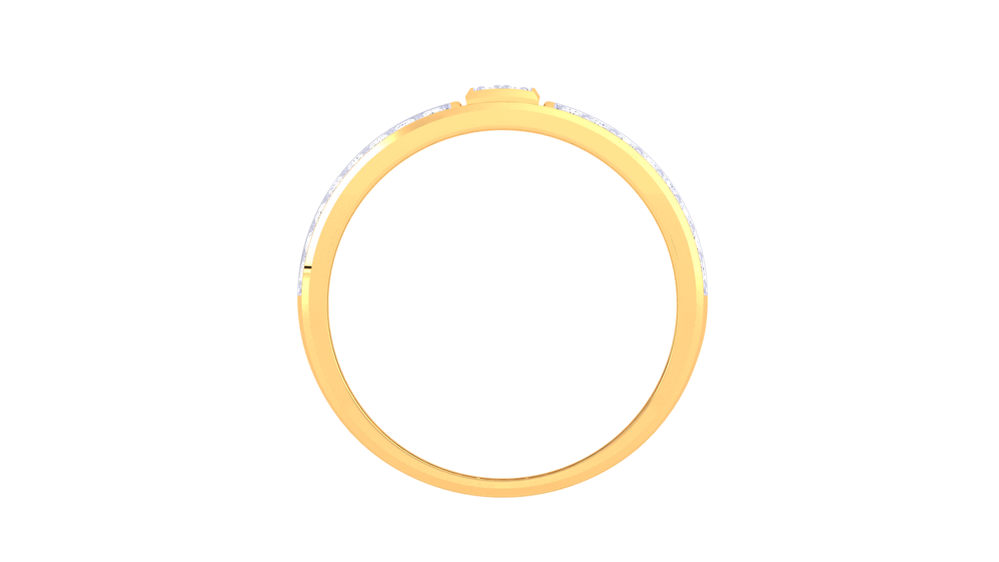 Éclat Rectiligne Luxe – 0.47 Ct  Cut & Round Diamond Gold Ring