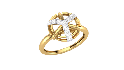 Fleuron Celestia Cross Ring - 0.19 Ct Round Brilliant Cut Diamond