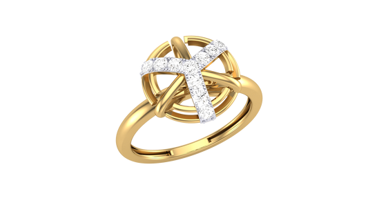 Fleuron Celestia Cross Ring - 0.19 Ct Round Brilliant Cut Diamond
