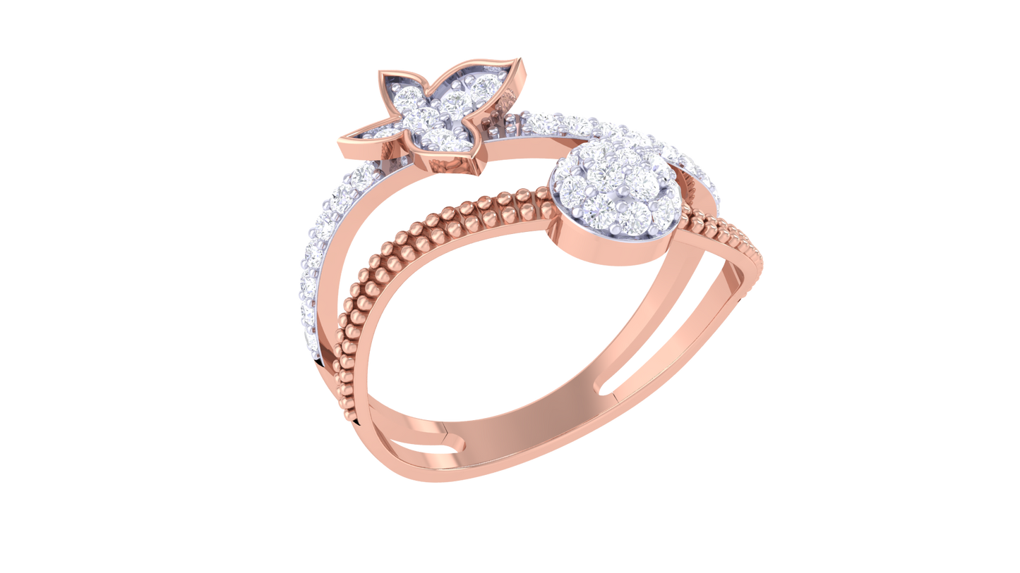 Eclat Butterfly Bloom Ring in Rose Gold  – 0.31 Ct Sparkling Diamonds