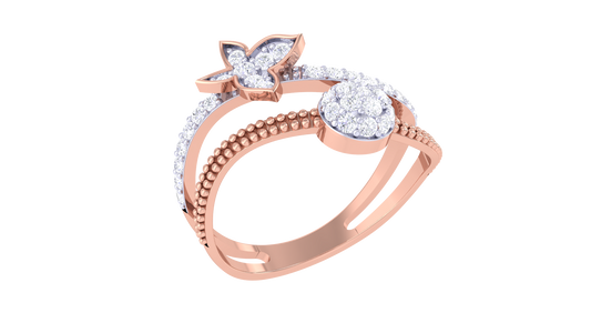 Eclat Butterfly Bloom Ring in Rose Gold  – 0.31 Ct Sparkling Diamonds