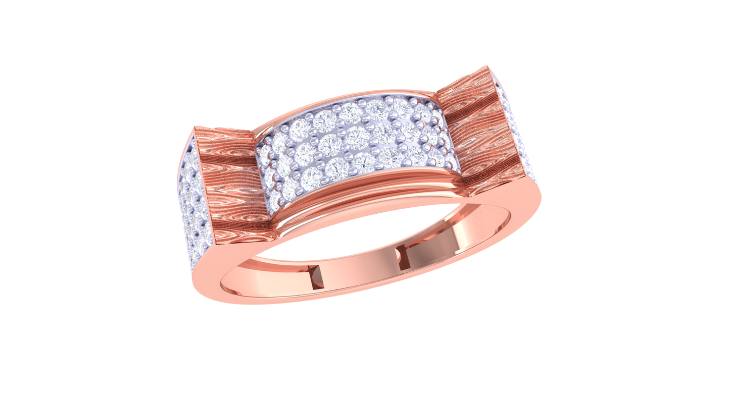 Iconique Signature Band – 0.77 Ct Pavé & Baguette Diamonds Gold Ring