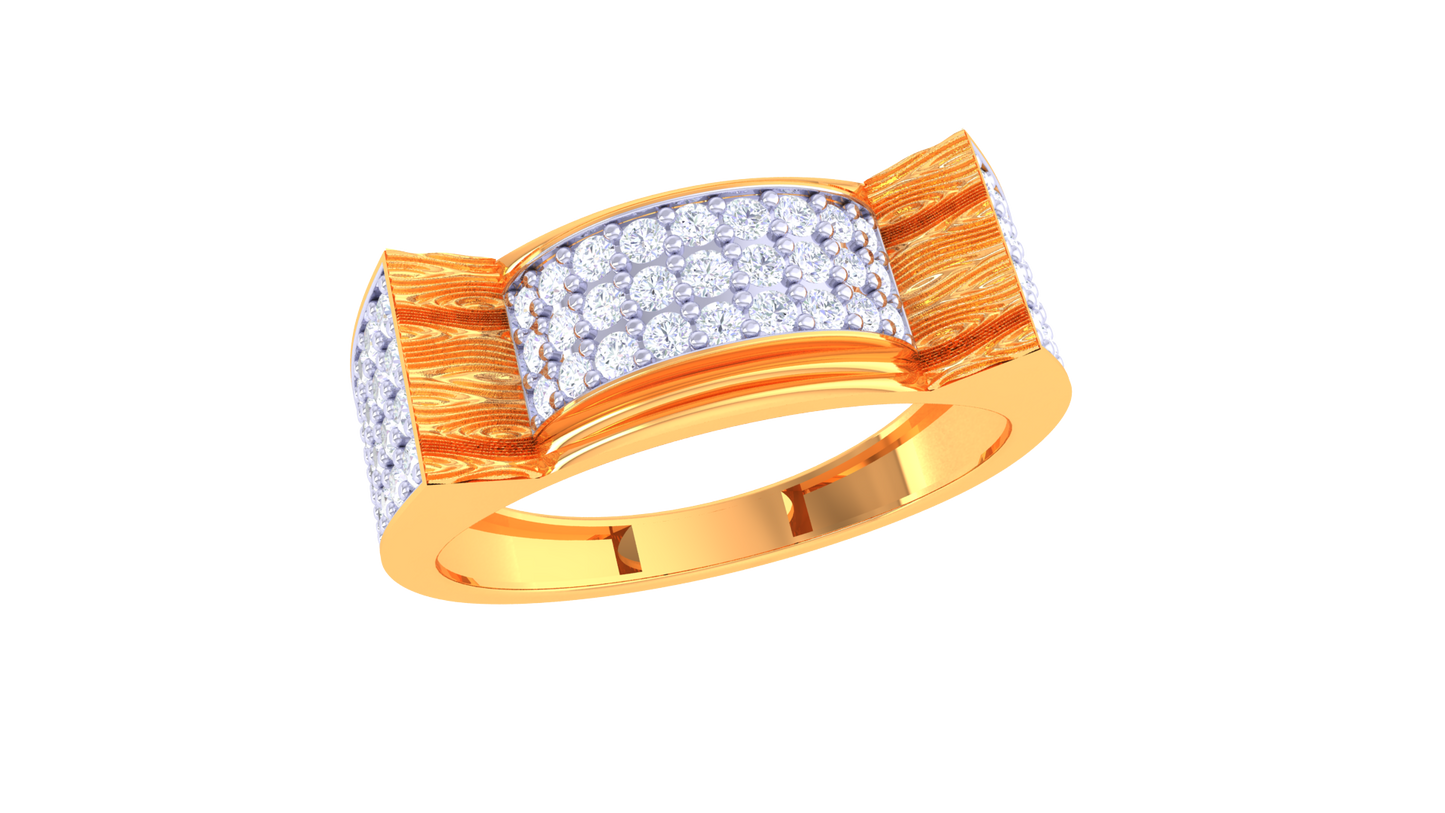 Iconique Signature Band – 0.77 Ct Pavé & Baguette Diamonds Gold Ring