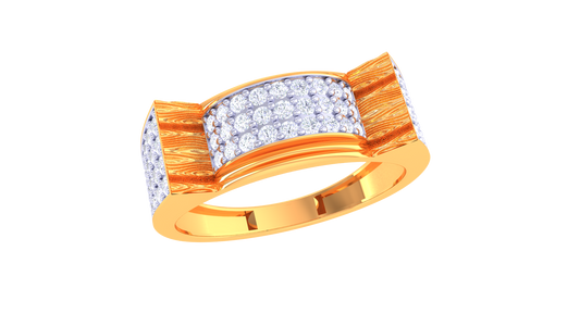 Iconique Signature Band – 0.77 Ct Pavé & Baguette Diamonds Gold Ring