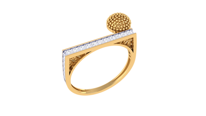 Lumiere Beaded Orb Ring In Sculpted Gold With 0.23 Ct Brilliant Cut Diamond – Modern Geometry Meets Organic Elegance