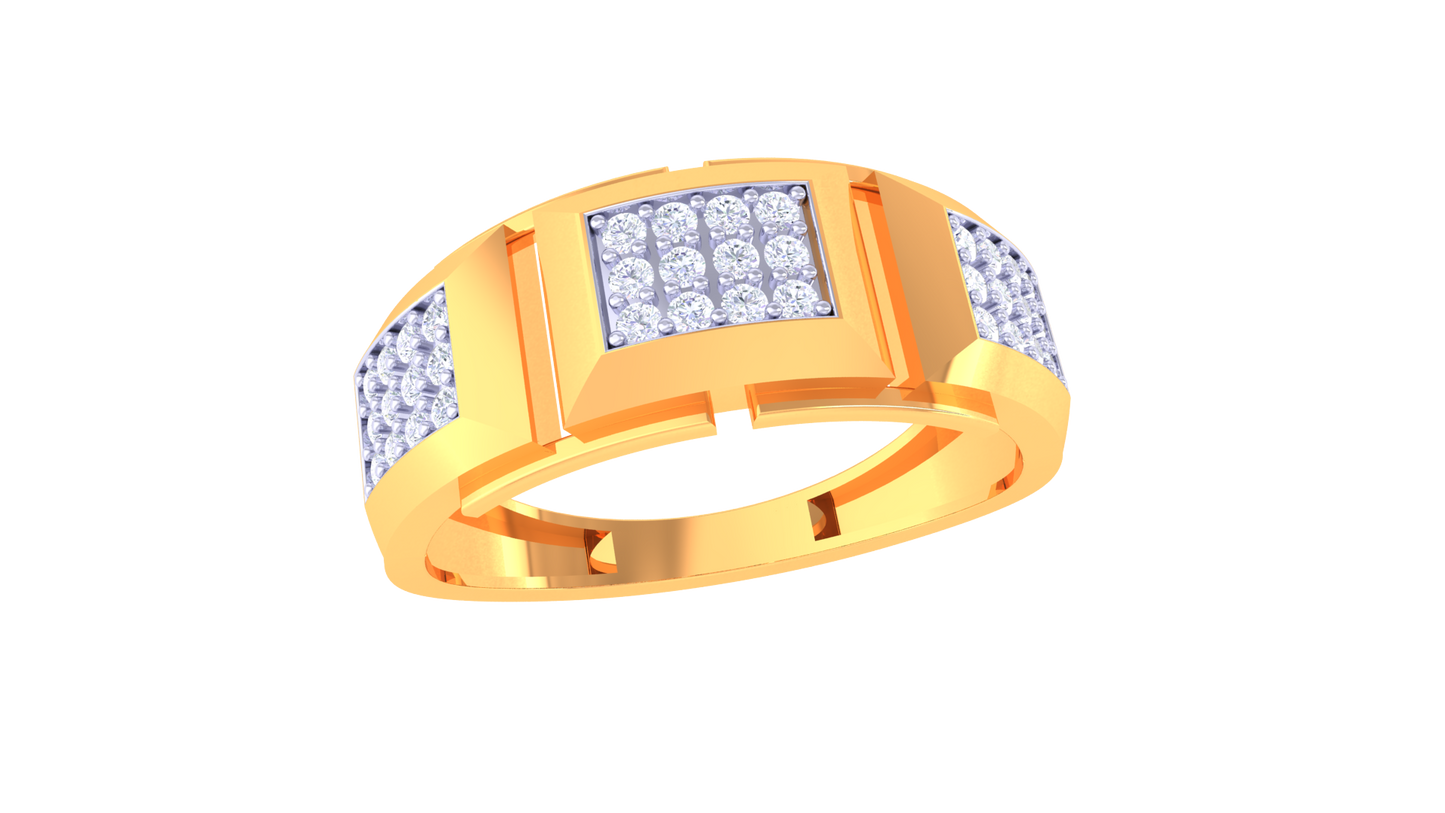 Iconique Moderniste Crest – 0.3 Ct Diamond Gold Ring