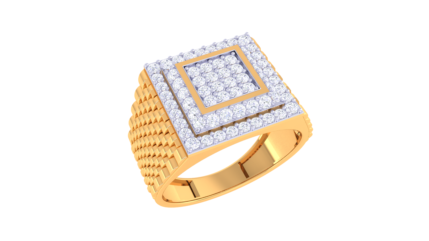 Éclat Carré Supreme – 0.68 Ct Round Diamond Gold Ring