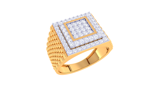 Éclat Carré Supreme – 0.68 Ct Round Diamond Gold Ring