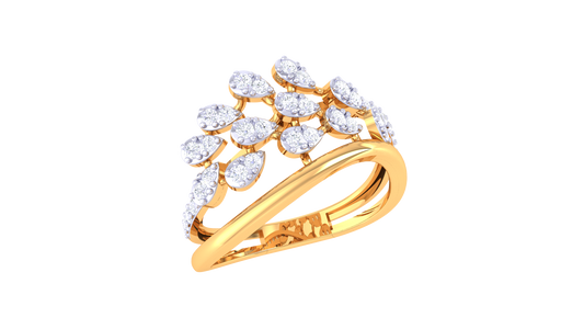 Lumiere Cascade Teardrop Ring In Rose Gold – 0.30 Ct Brilliant Cut Diamonds