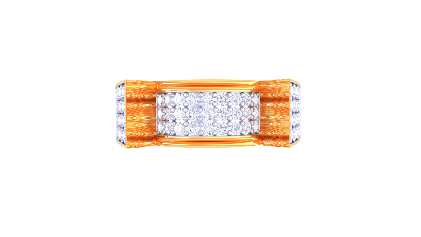 Iconique Signature Band – 0.77 Ct Pavé & Baguette Diamonds Gold Ring