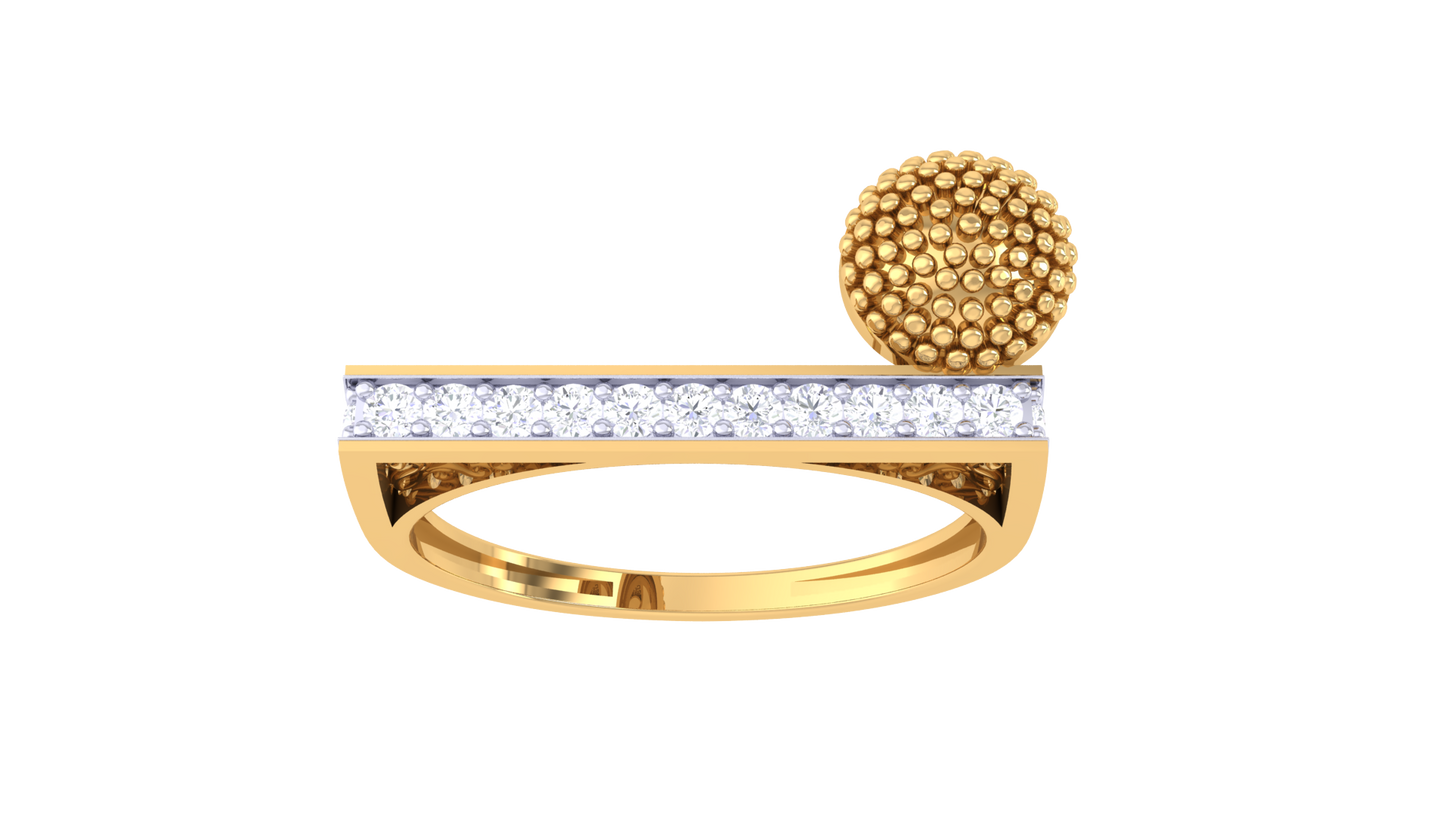 Lumiere Beaded Orb Ring In Sculpted Gold With 0.23 Ct Brilliant Cut Diamond – Modern Geometry Meets Organic Elegance