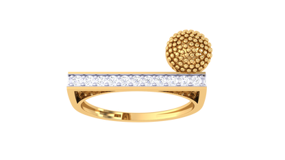 Lumiere Beaded Orb Ring In Sculpted Gold With 0.23 Ct Brilliant Cut Diamond – Modern Geometry Meets Organic Elegance