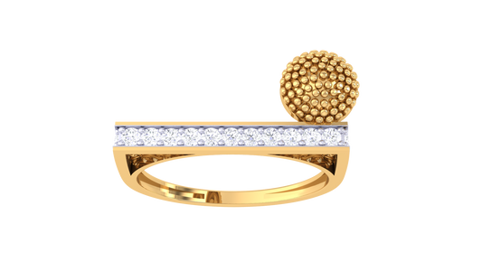 Lumiere Beaded Orb Ring In Sculpted Gold With 0.23 Ct Brilliant Cut Diamond – Modern Geometry Meets Organic Elegance